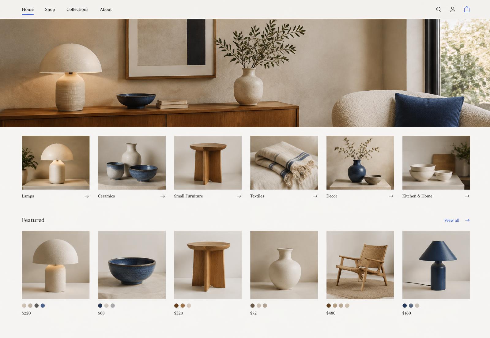 Homewares Store interface preview